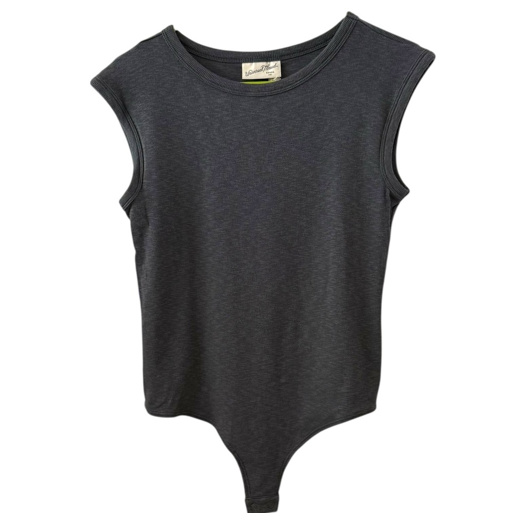 NWT Universal Thread Large Dark Gray Ribbed Sleeveless Bodysuit Cotton Modal